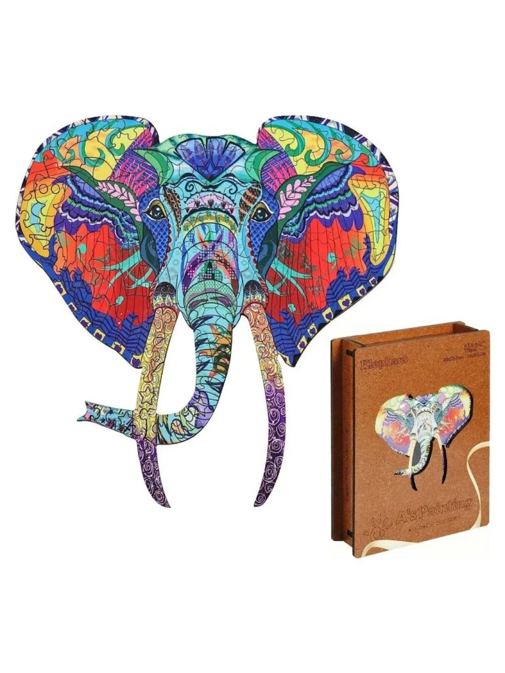 Wooden Puzzle for Adults 176 Unique Animal Shapes Jigsaw Pieces Natural Basswood